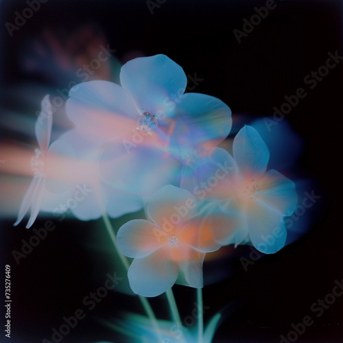 Botanical illustration with chromatography and double exposure, Generative AI