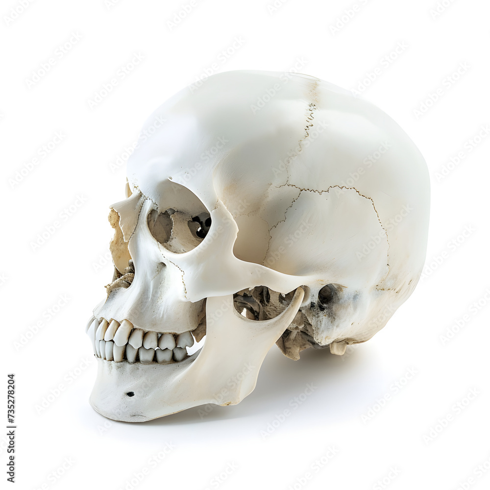 side view of human skull isolated on white background side view of human skull isolated on white background