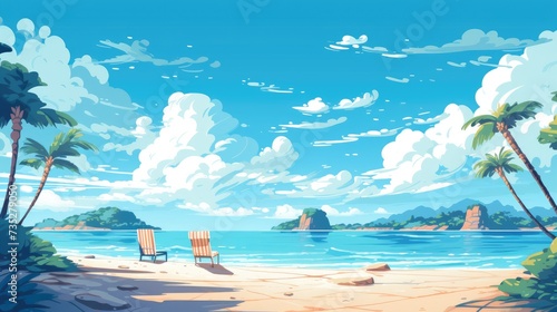 Sunny Vacation Illustration of Summer Beach Background