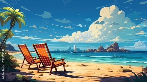 Sunny Vacation Illustration of Summer Beach Background