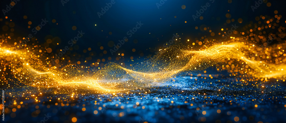 Magical golden light and glitter, creating a dreamy and festive atmosphere, perfect for celebrating moments of joy and wonder - obrazy, fototapety, plakaty 