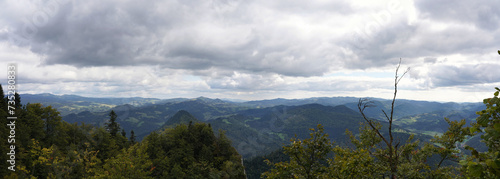 View from the slope of the Three Crowns, panorama, Pienins