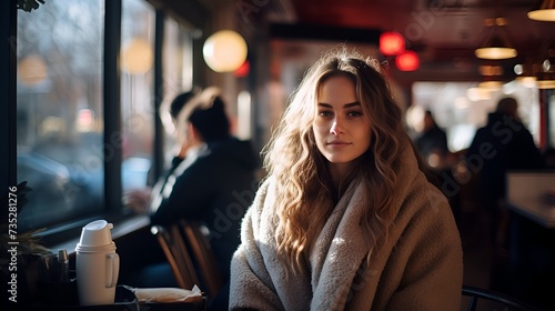Embracing Self-Love: Contemplative Woman in a City Café Enjoys Solo Activity on Singles Awareness Day