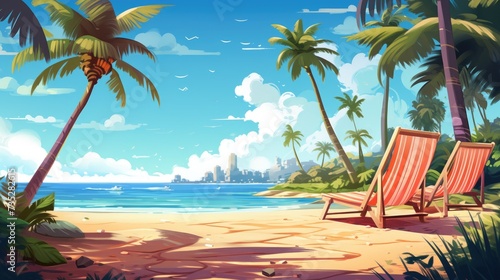 Summer Paradise Illustration of Summer Beach Background