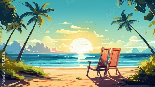 Summer Paradise Illustration of Summer Beach Background