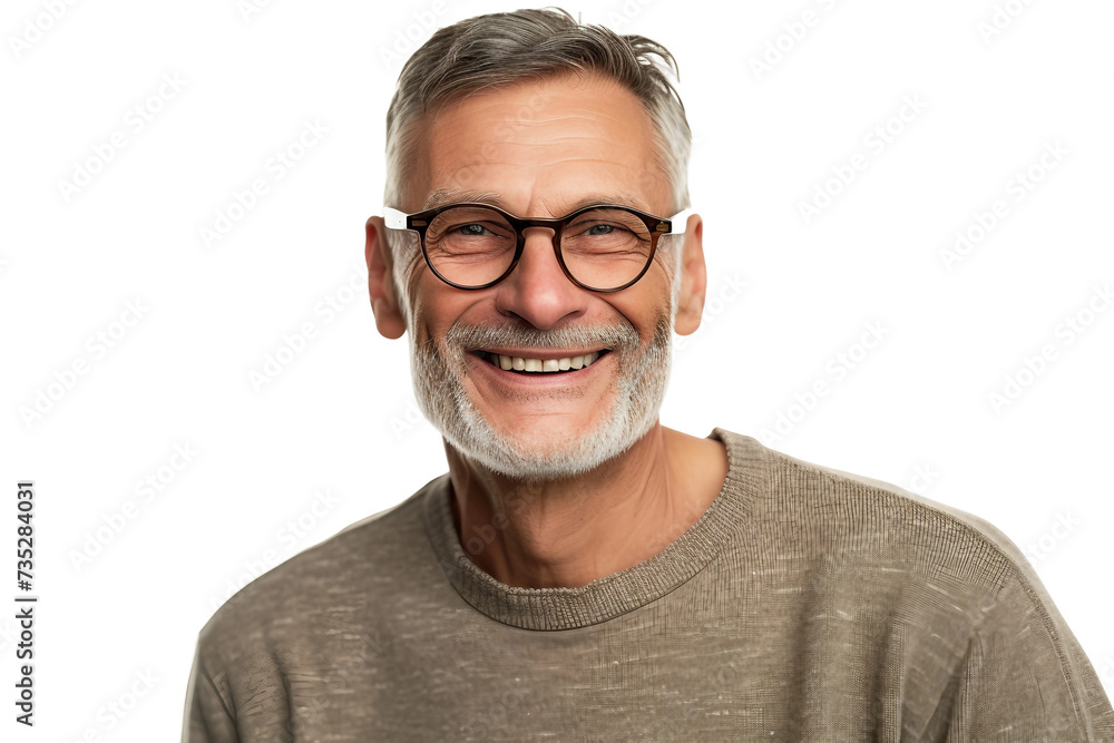 Smiling Man in Mid-fifties on Transparent Background, PNG