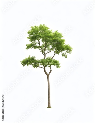 A single tree with green foliage isolated on a white background