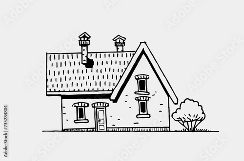 hand drawn sketch of a house