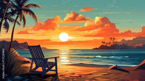 Seashore Beauty Illustration of Summer Beach Background