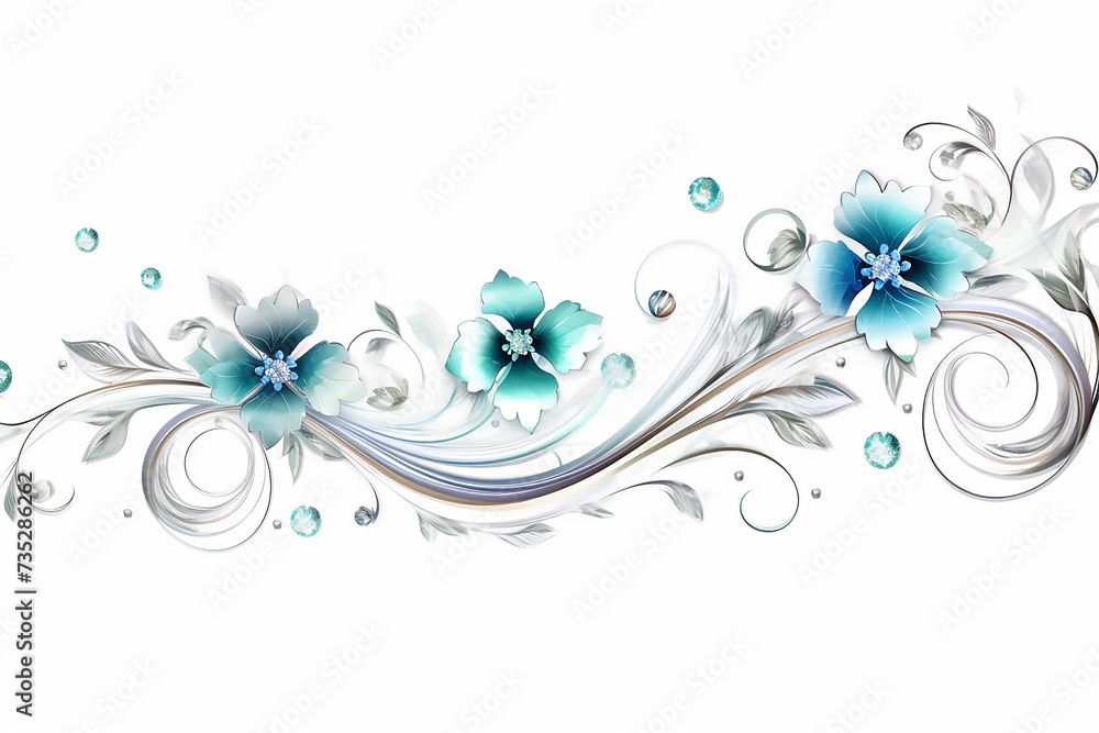 Abstract interlacing with leaves, branches and butterflies on a white background Abstract interlacing with leaves, branches and butterflies on a white background