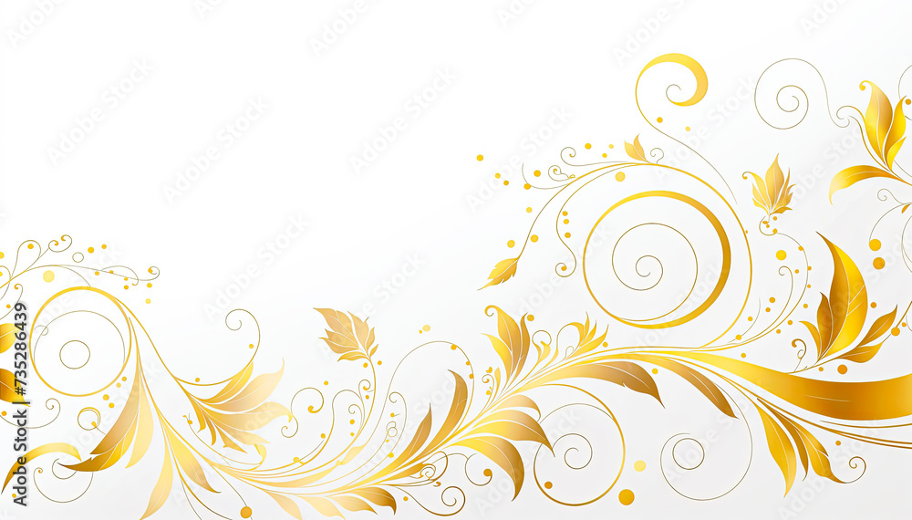 golden floral background with swirls and place for your text