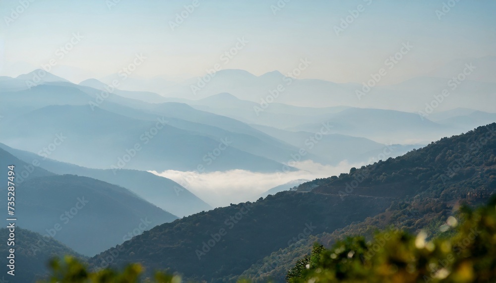 Obraz premium Misty mountain landscape. Foggy weather.