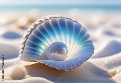 Pearls in shells laid on the sand