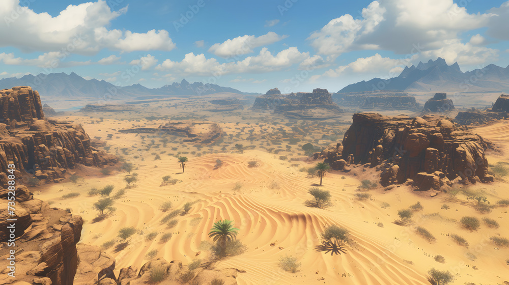 Naklejka premium Velkry desert and sand dunes, cliffs