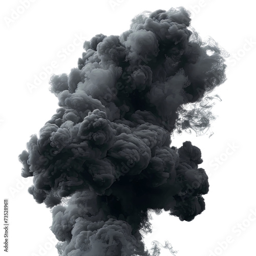 Dark black smoke cloud isolated on transparent background png