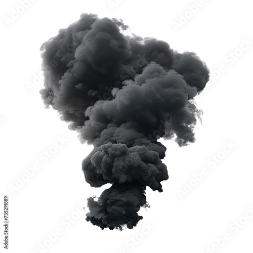 Dark black smoke cloud isolated on transparent background png