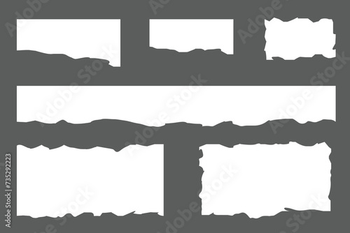 Set of torn paper pieces. Vector illustration isolated on grey background.