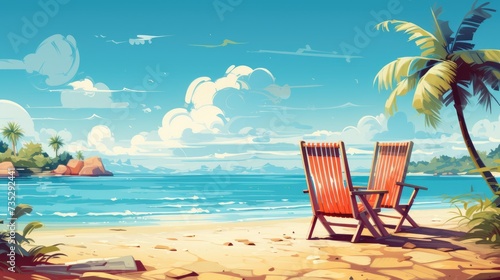 Dreamy Vacation Illustration of Summer Beach Background