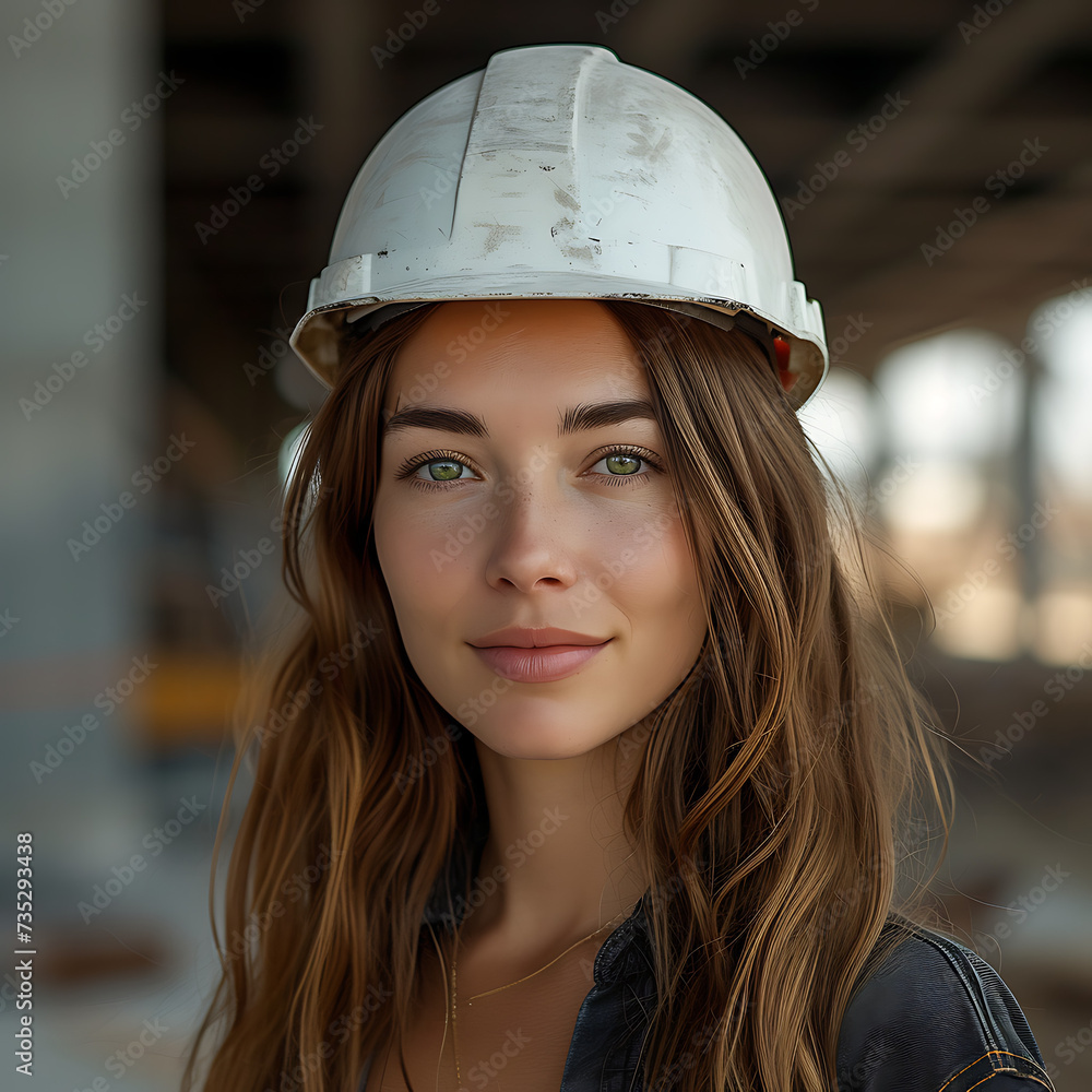 Woman with construction helmet. Woman with construction helmet.