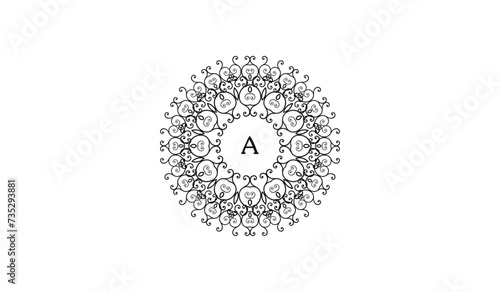 Fototapeta Naklejka Na Ścianę i Meble -  Luxury Retro ornament Alphabetical Logo