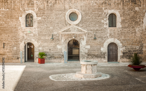 The courtyard of the Norman Swabian Castle ( Castello Normanno Svevo) in the historical city center of Bari, Puglia region, (Apulia), southern Italy,Europe, September 18, 2022