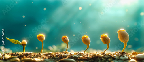 Microscopic World of Moss and Mushrooms, Close-up View of Small Fungi and Greenery in a Forest, Symbolizing Natures Detail