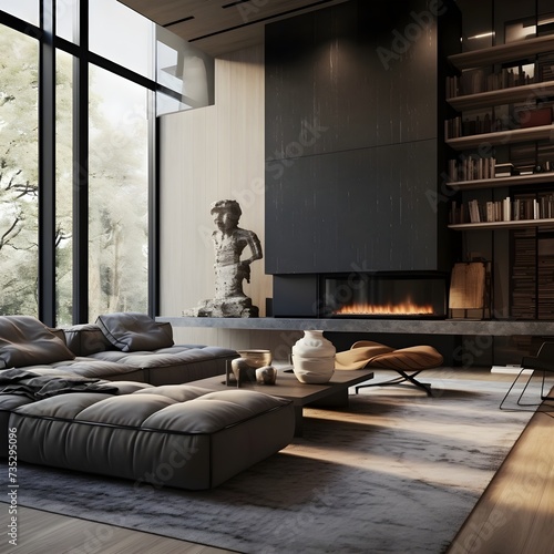 modern living room with a sofa generative ai