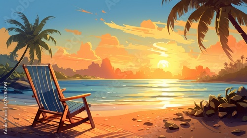 Seaside Escape Illustration of Summer Beach Background © novian