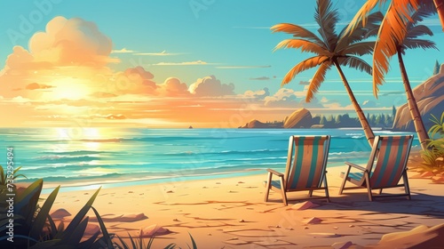  Golden Illustration of Summer Beach Background
