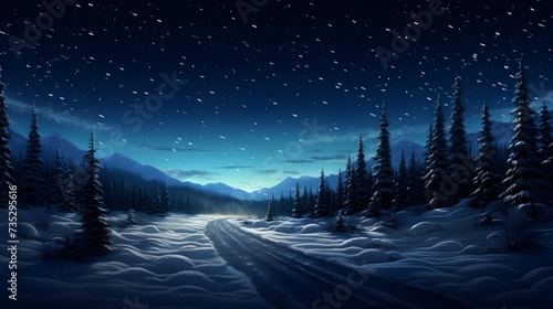 winter road side view landscape with snow generative ai © Mehak