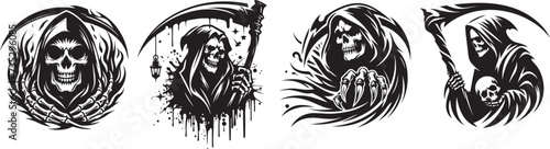 Grim reaper black and white portraits of death photo