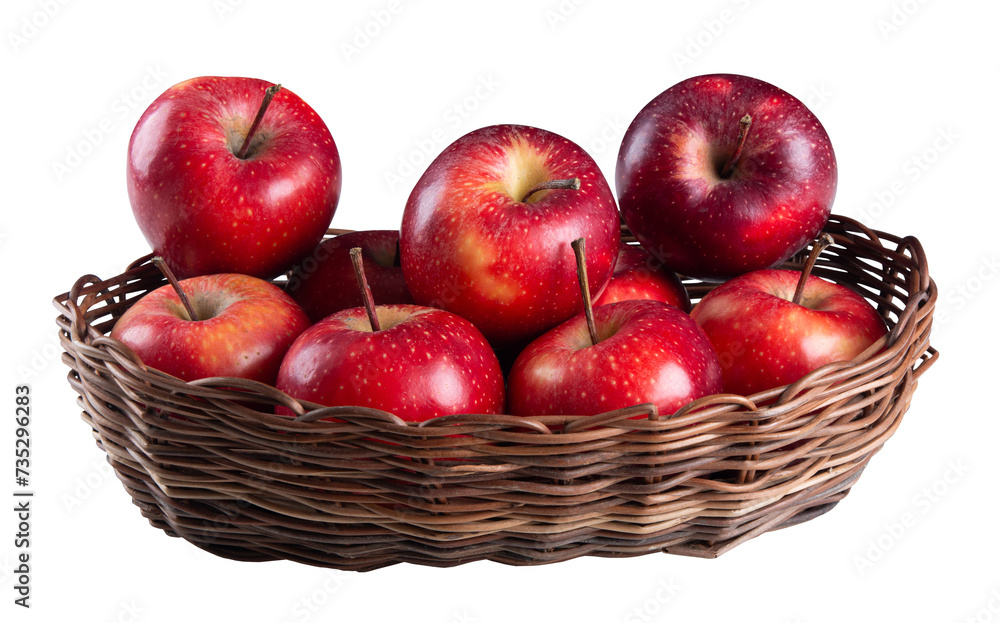 Basket with red apples with transparent background png Basket with red apples with transparent background png