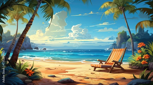 Coastal Getaway Illustration of Summer Beach Background