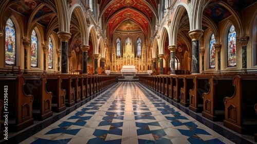 stained catholic church interior photo