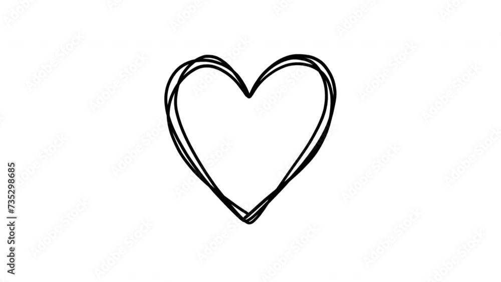 Scribble heart doodle, hand drawn animation on a white background Scribble heart doodle, hand drawn animation on a white background