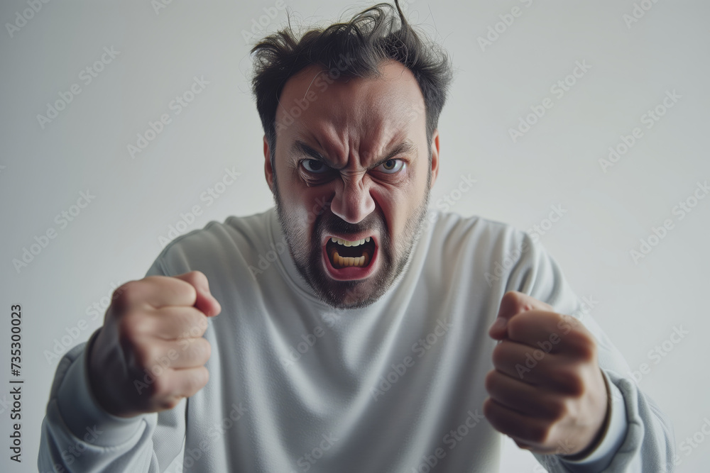 Portrait of a very angry man his facial expression in anger Portrait of a very angry man his facial expression in anger