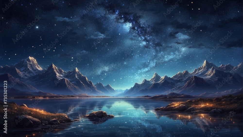 A Colorful Sky With Clouds,Reflection Of A Mountain A Colorful Sky With Clouds,Reflection Of A Mountain