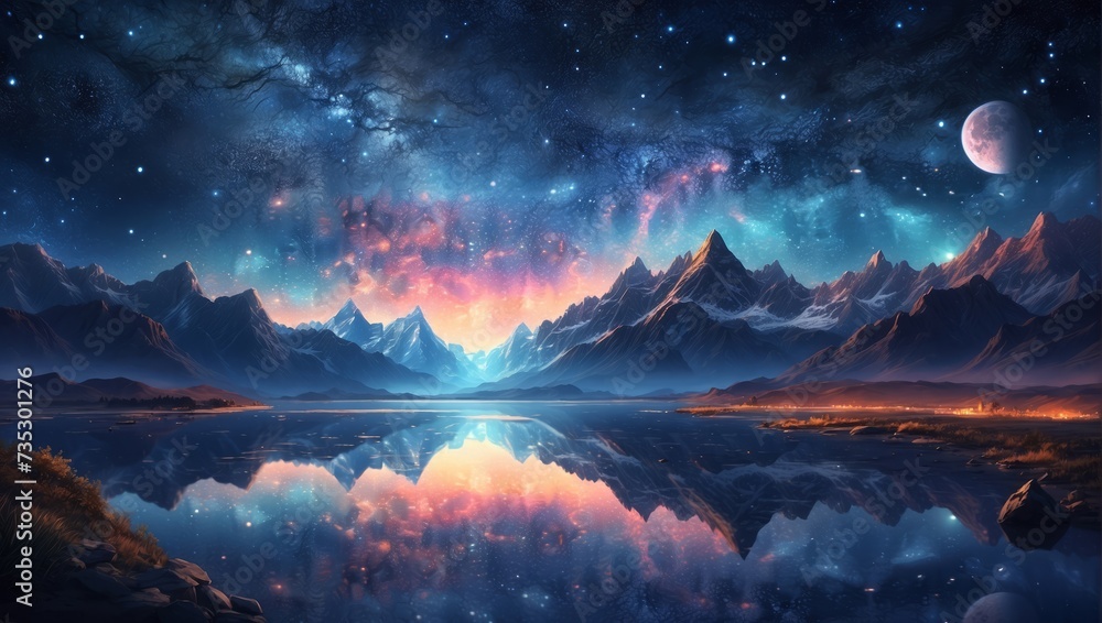 A Colorful Sky With Clouds,Reflection Of A Mountain
