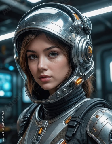 Future Explorer: Sci-Fi Femme Fatale in Cybernetic Orbit © bellart