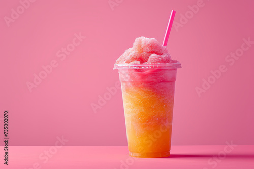 Studio shot of a colorful crushed ice slushy drink