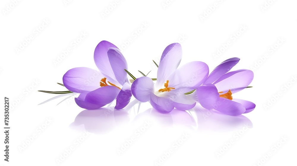 Generative AI : Purple Crocus Flowers in Spring. High quality photo Generative AI : Purple Crocus Flowers in Spring. High quality photo