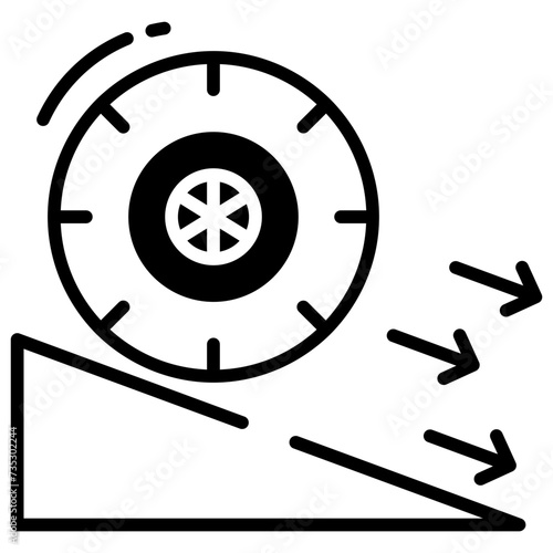 Friction force glyph and line vector illustration