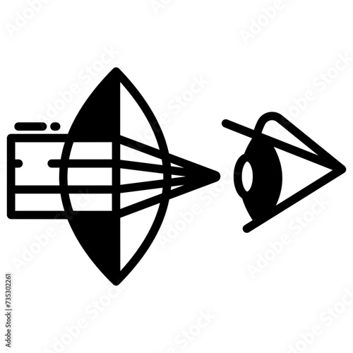 Optics physics glyph and line vector illustration