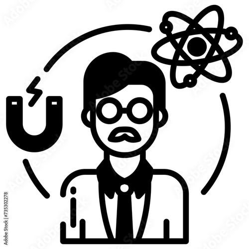 Physicist glyph and line vector illustration