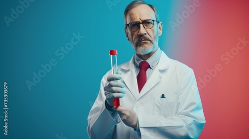 Scientist in Lab Coat Holding Test Tube AI Generated.
