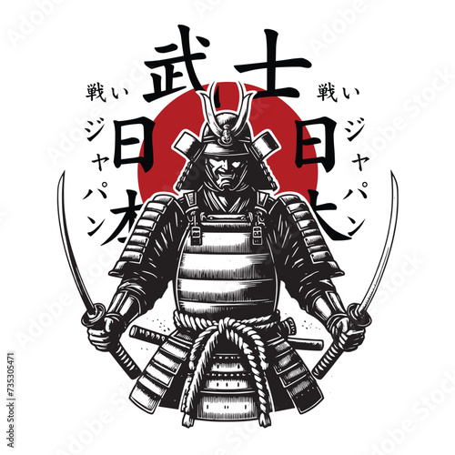 samurai fight tshirt design vector