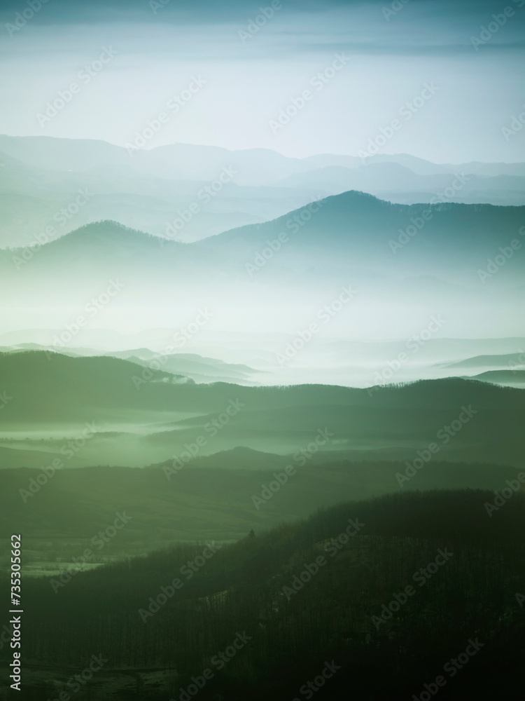 misty mountain in the morning, fantasy landscape misty mountain in the morning, fantasy landscape