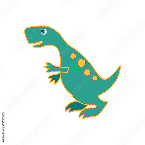 Cute abstract tyrannosaurus object  patch of dinosaur predator character vector illustration