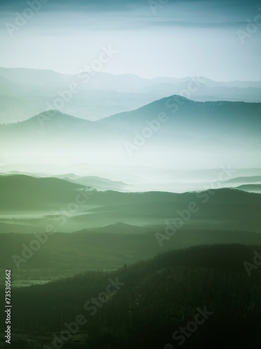 misty mountain in the morning, fantasy landscape