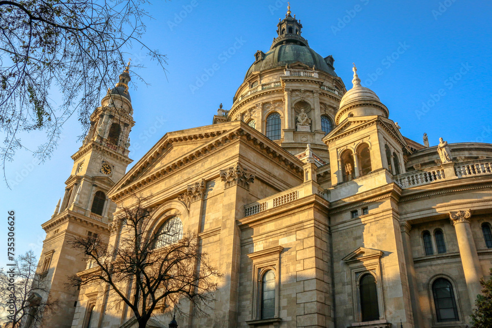 Exteriors of St Stephen's Basilica in the city of Budapest, Hungary